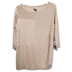 Chico's Touch of Cashmere Brown Patchwork Textured Sweater Tunic Size 2 Large
